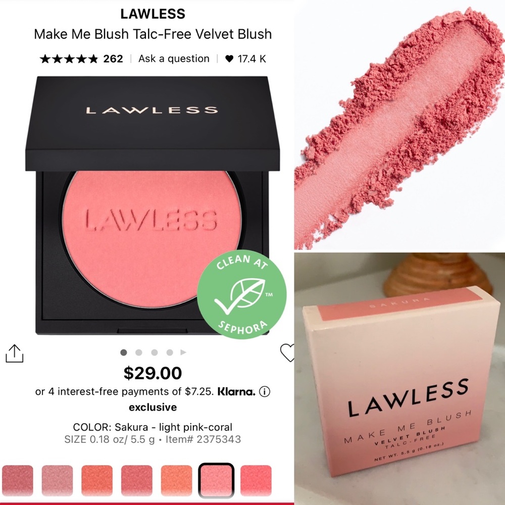 NEW Lawless Make me blush velvet talc-free Sakura